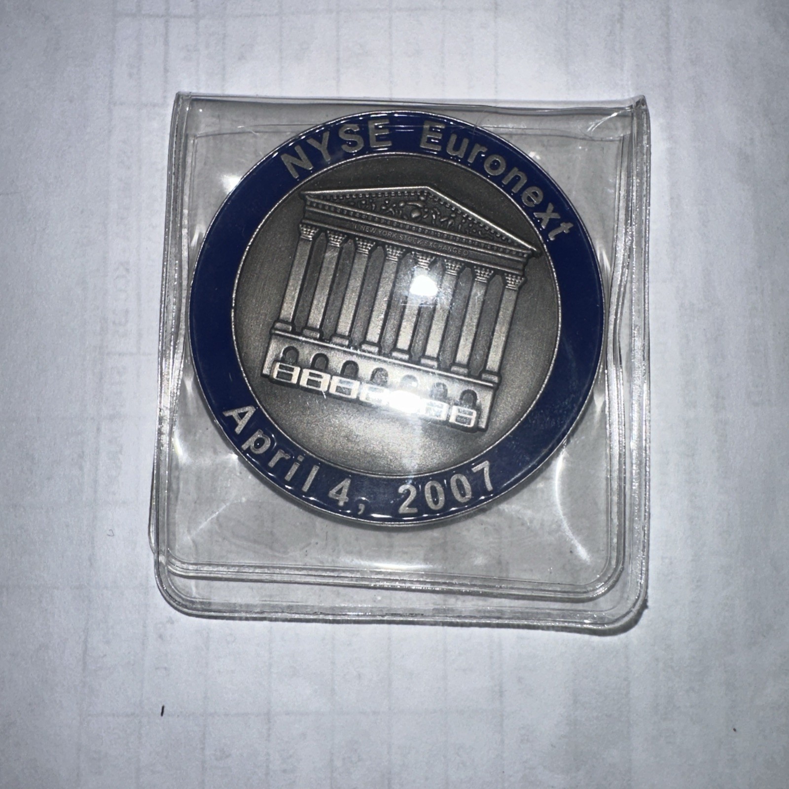 NYSE NEW YORK STOCK EXCLUSIVE EURONEXT APRIL 4, 2007, CHALLENGE COIN NYSE NEW YORK STOCK EXCLUSIVE EURONEXT APRIL 4, 2007, CHALLENGE COIN