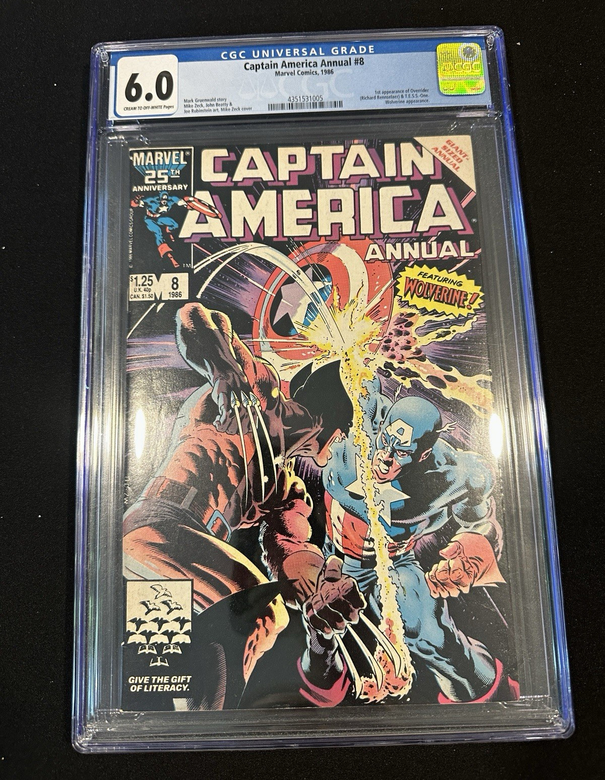 Marvel Comics Captain America Annual #8 (1986) CGC 6.0 Graded Comic Book Marvel Comics Captain America Annual #8 (1986) CGC 6.0 Graded Comic Book