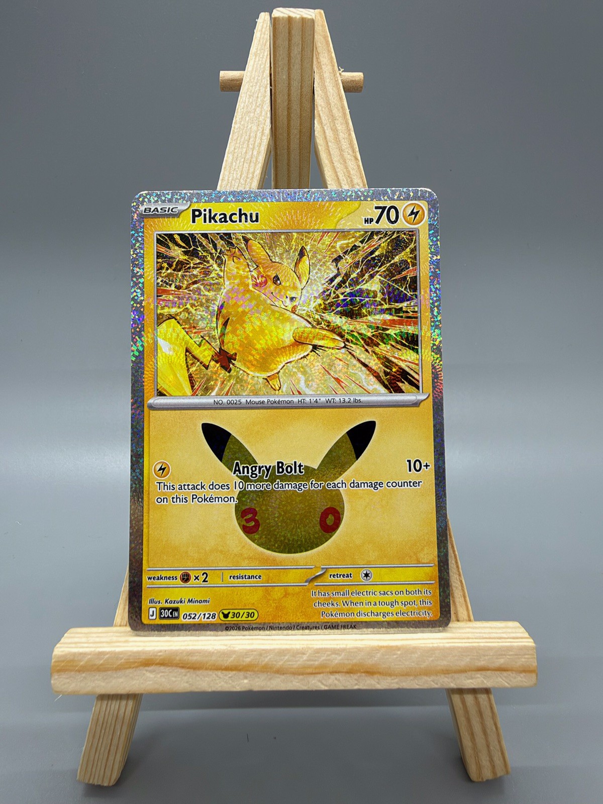 Pikachu 052/128 – 30/30 – Holo – Pokémon 30th Anniversary TCG Card English