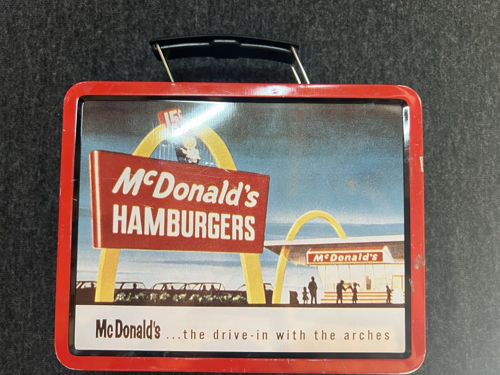 Vintage 1998 McDonalds Hamburger Tin Metal Collectible Lunch Box Vintage 1998 McDonalds Hamburger Tin Metal Collectible Lunch Box