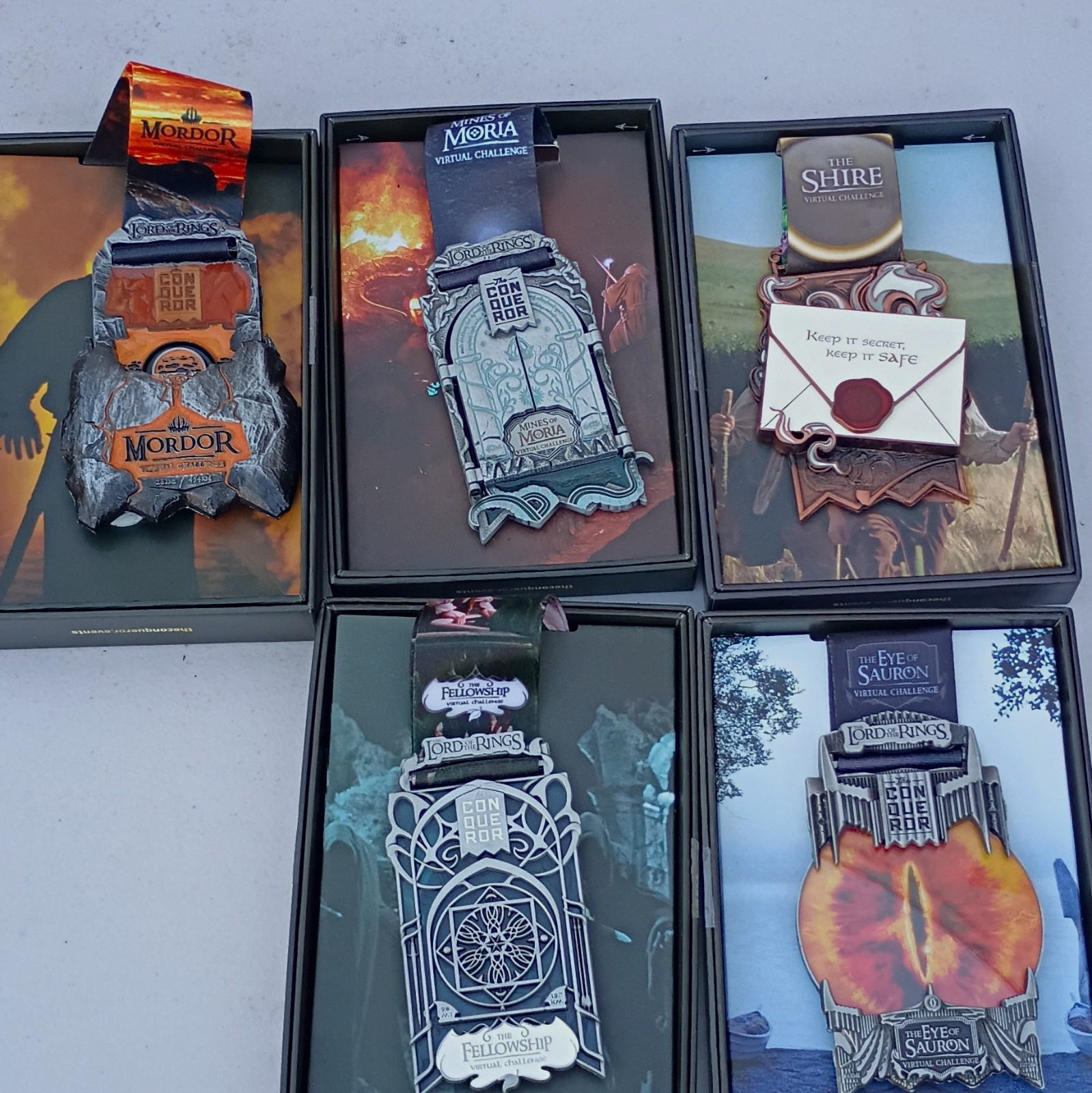 The Lord of the Rings Conqueror Virtual Challenge Medal/Coin Lot Mordor Moria The Lord of the Rings Conqueror Virtual Challenge Medal/Coin Lot Mordor Moria