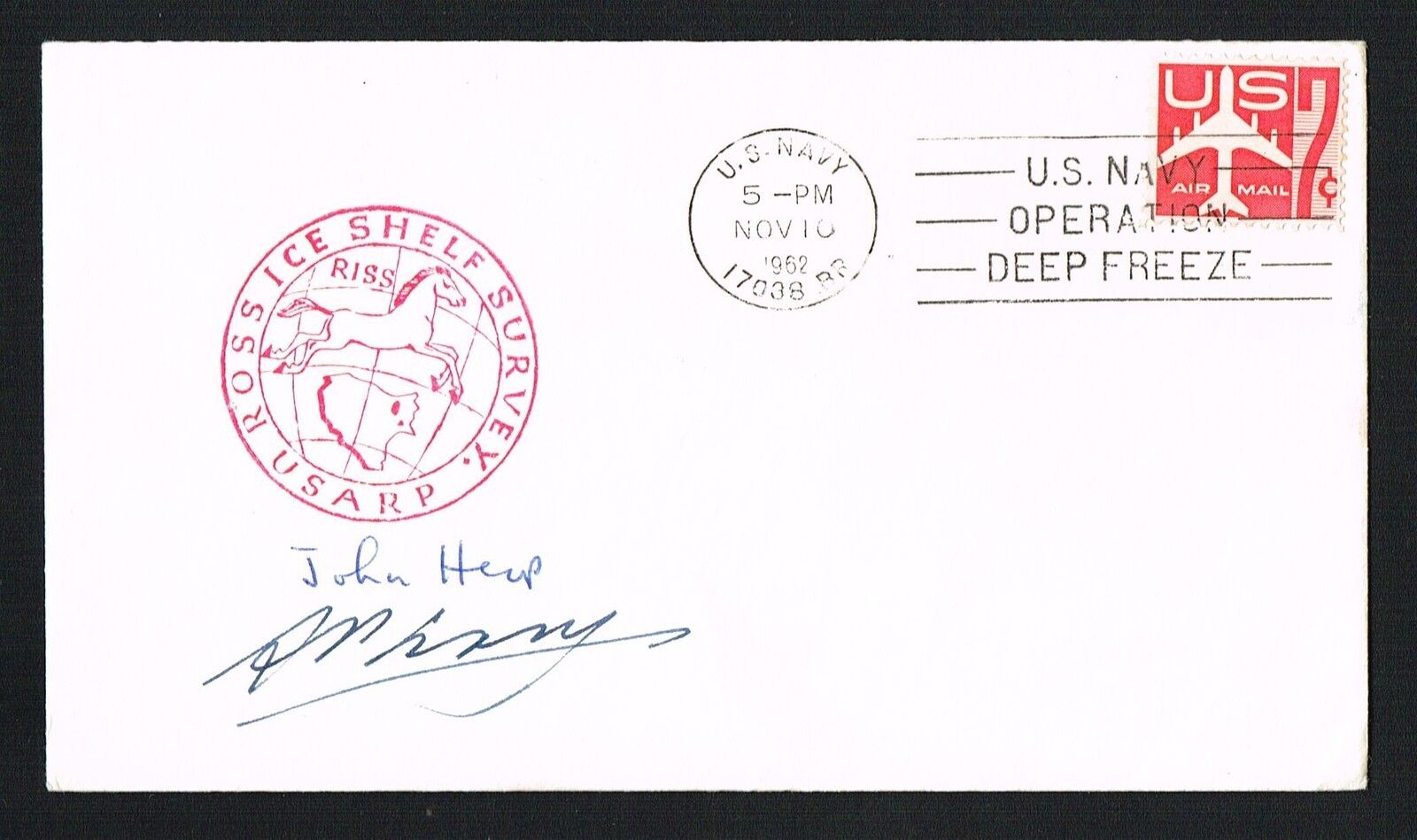 John Heap (d. 2006) & Albert P. Crary (d. 1987) signed autograph Postal Cover