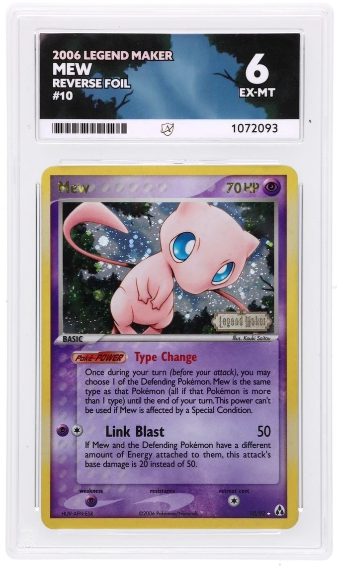 Mew 10/92 Reverse Holo ACE 6 POP 4 EX Legend Maker Graded Pokemon Card TCG Mew 10/92 Reverse Holo ACE 6 POP 4 EX Legend Maker Graded Pokemon Card TCG
