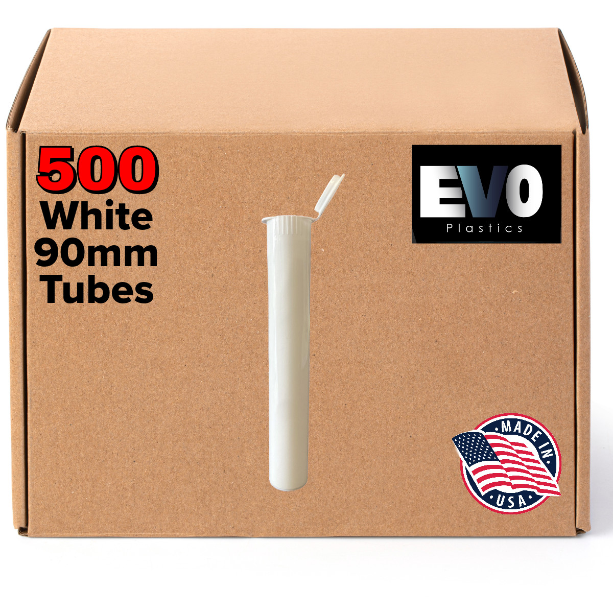 90mm Pre-Roll Tubes 500 White, Pop Top Joints, BPA-Free Pre-Roll Vials - US 90mm Pre-Roll Tubes 500 White, Pop Top Joints, BPA-Free Pre-Roll Vials - US