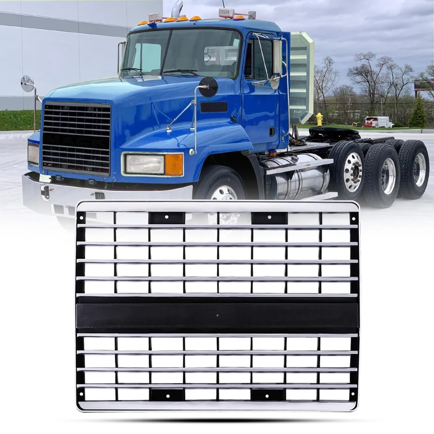 Chrome Front Grille OEM Replacement Grill fit for Mack CH CH600 CH613 Semi Tr...