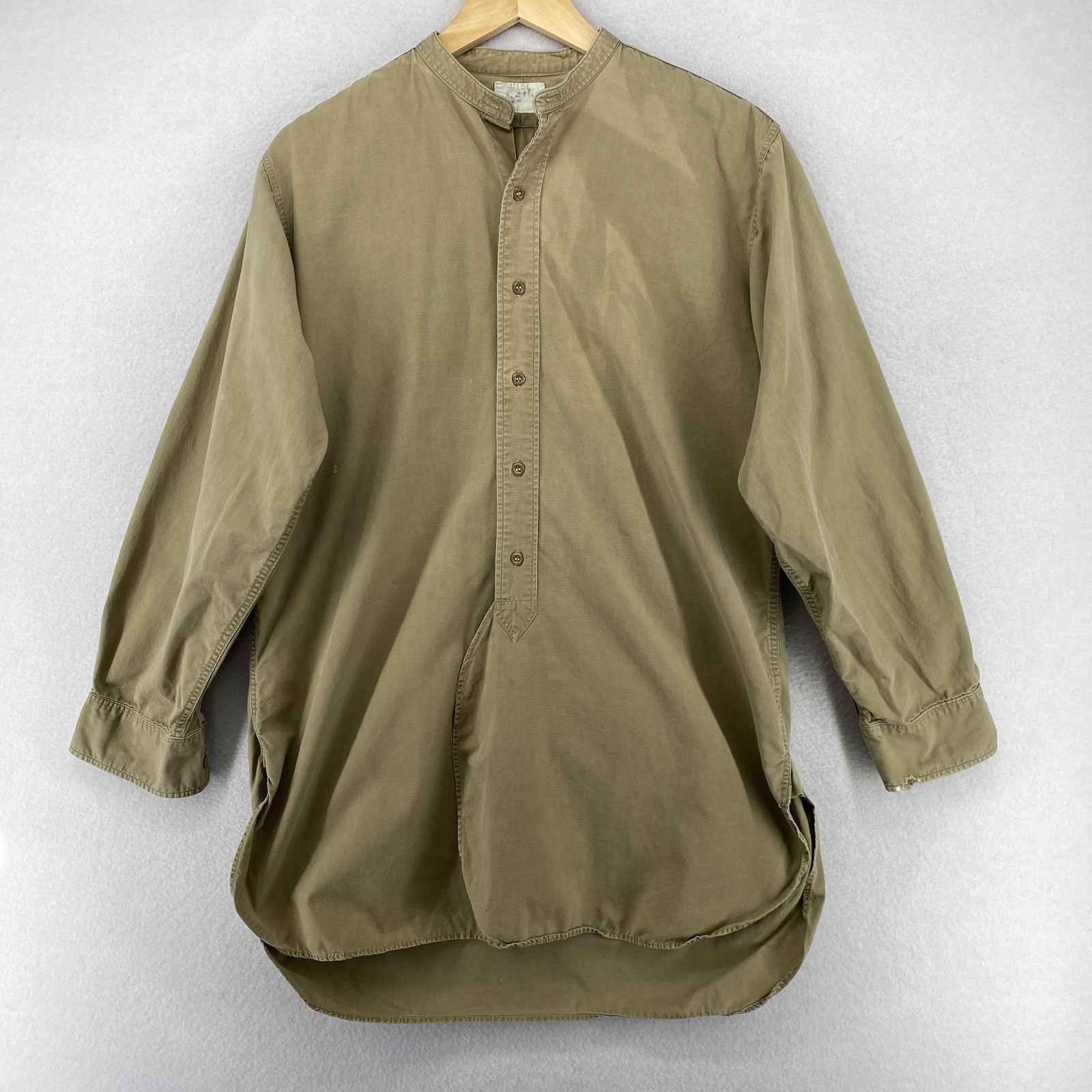 VTG FAULAT Shirt Mens 4 15.5 60s British Army Officer Uniform Canvas Beige VTG FAULAT Shirt Mens 4 15.5 60s British Army Officer Uniform Canvas Beige