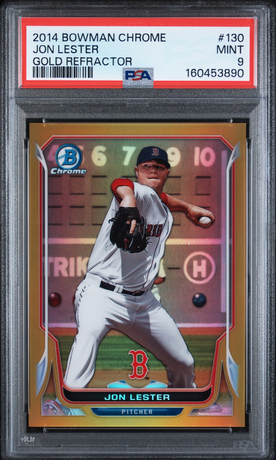 2014 Bowman Chrome #130 Jon Lester Gold Refractor /50 PSA 9