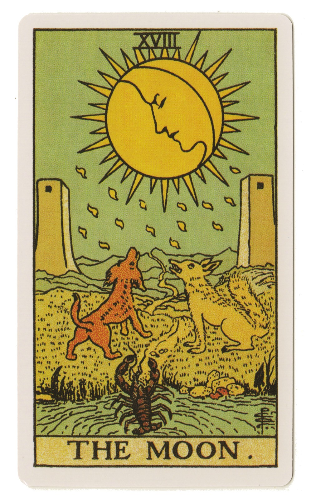The Moon - 18, Rider Waite Single Swap Tarot Card, no ©, Original, 2¾