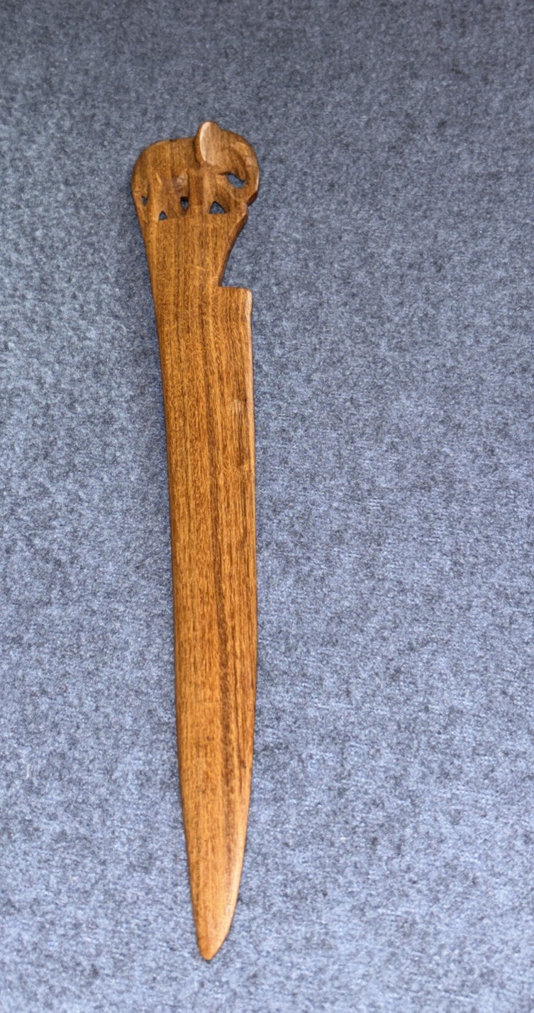 Vintage Handcrafted Wood Carved Letter Opener /Africa Elephant Vintage Handcrafted Wood Carved Letter Opener /Africa Elephant