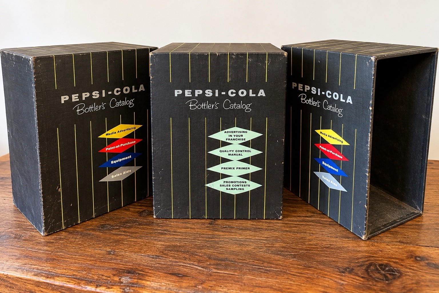 Vintage Pepsi-Cola Bottler’s Catalog Boxes Lot of 3 Advertising Memorabilia