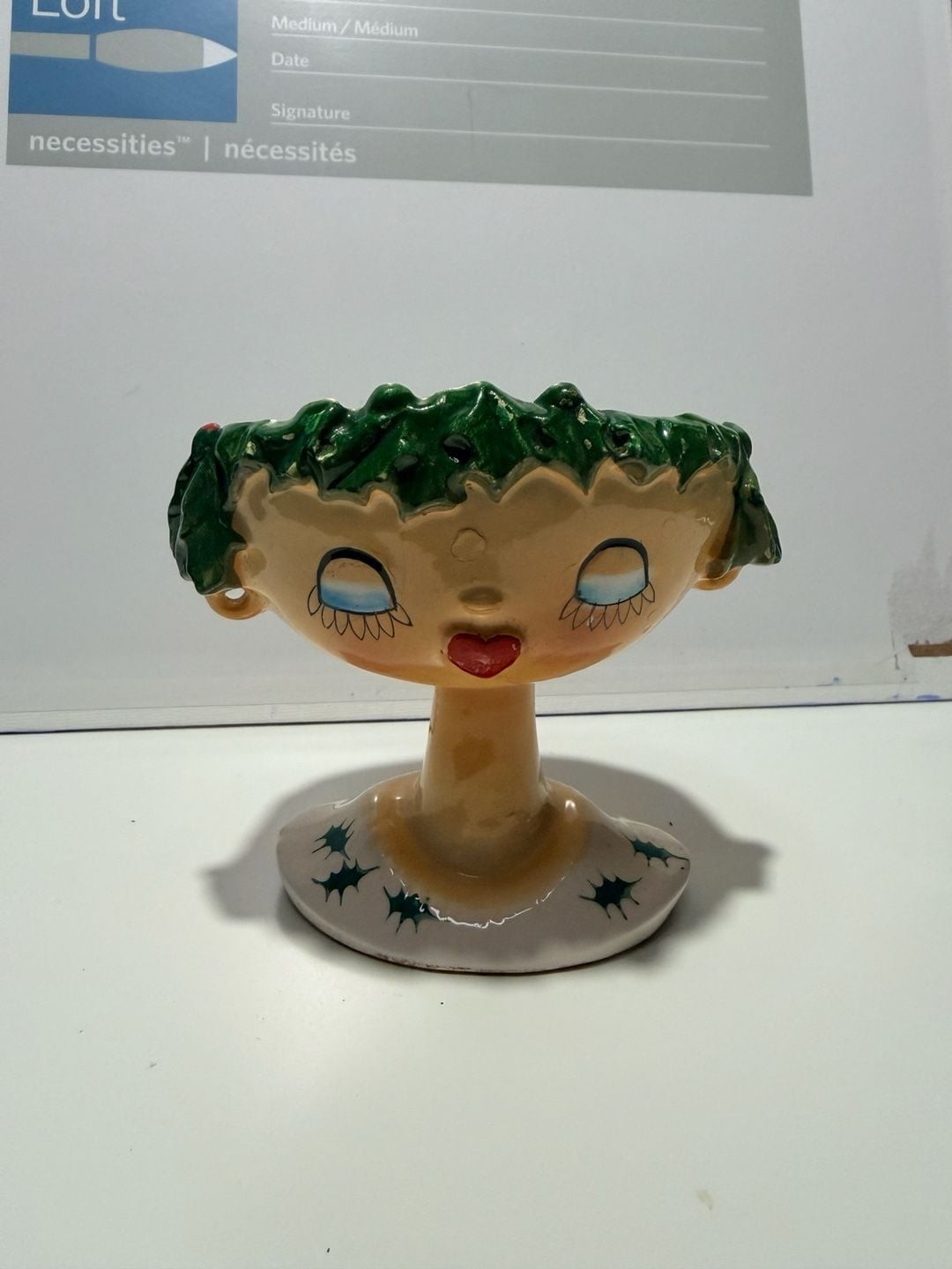 Vintage 1959 Holt Howard My Fair Lady Christmas Holly Head Vase Planter Vintage 1959 Holt Howard My Fair Lady Christmas Holly Head Vase Planter