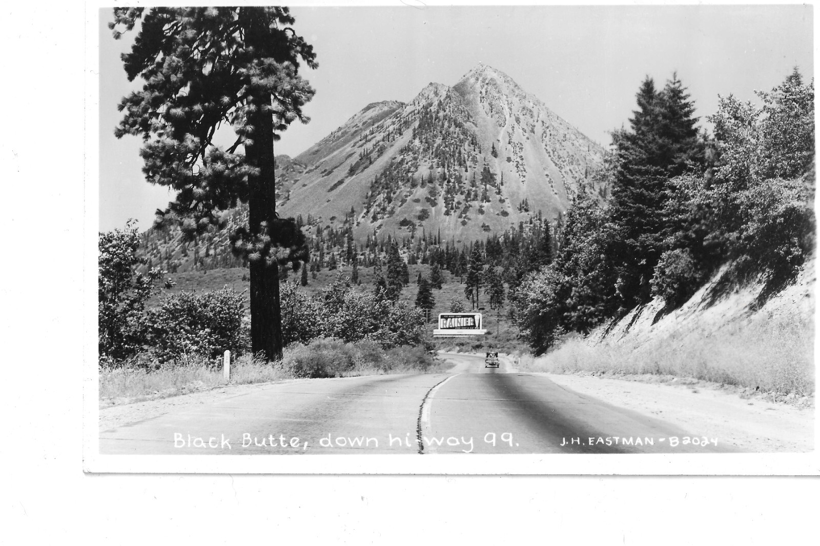 VTG B&W Post Card Weed CA Black Butte Mtn RPPC Hwy 99 Rainier Beer Billboard VTG B&W Post Card Weed CA Black Butte Mtn RPPC Hwy 99 Rainier Beer Billboard