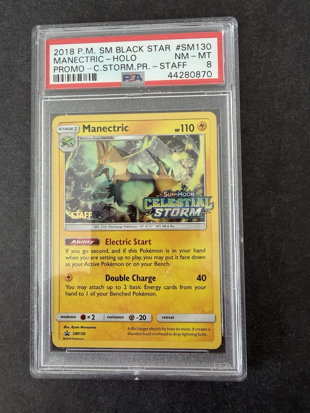 Pokemon Tcg Manectric Holo Promo C Storm Staff Pre-release Psa 8 Rare