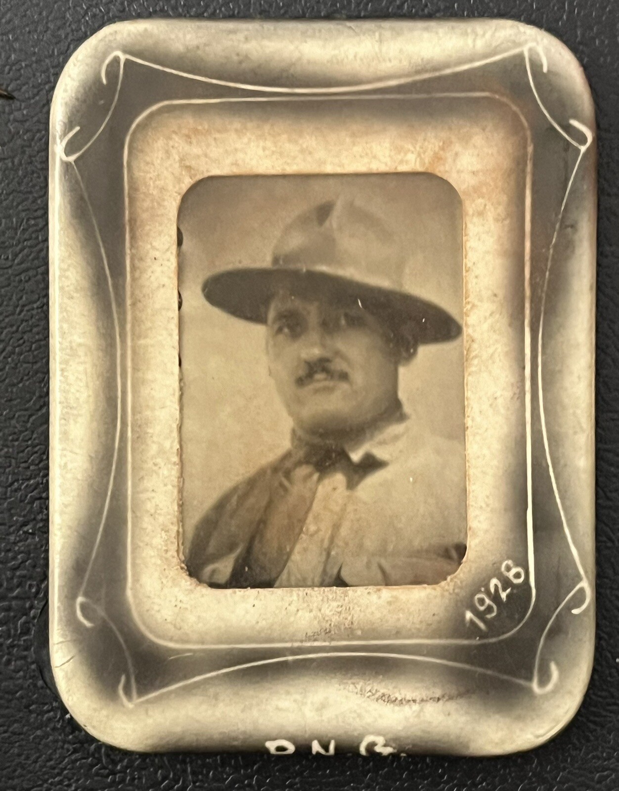 Vintage 1928 Pennsylvania National Guard Celluloid Mirror Real Photo Mt Gretna