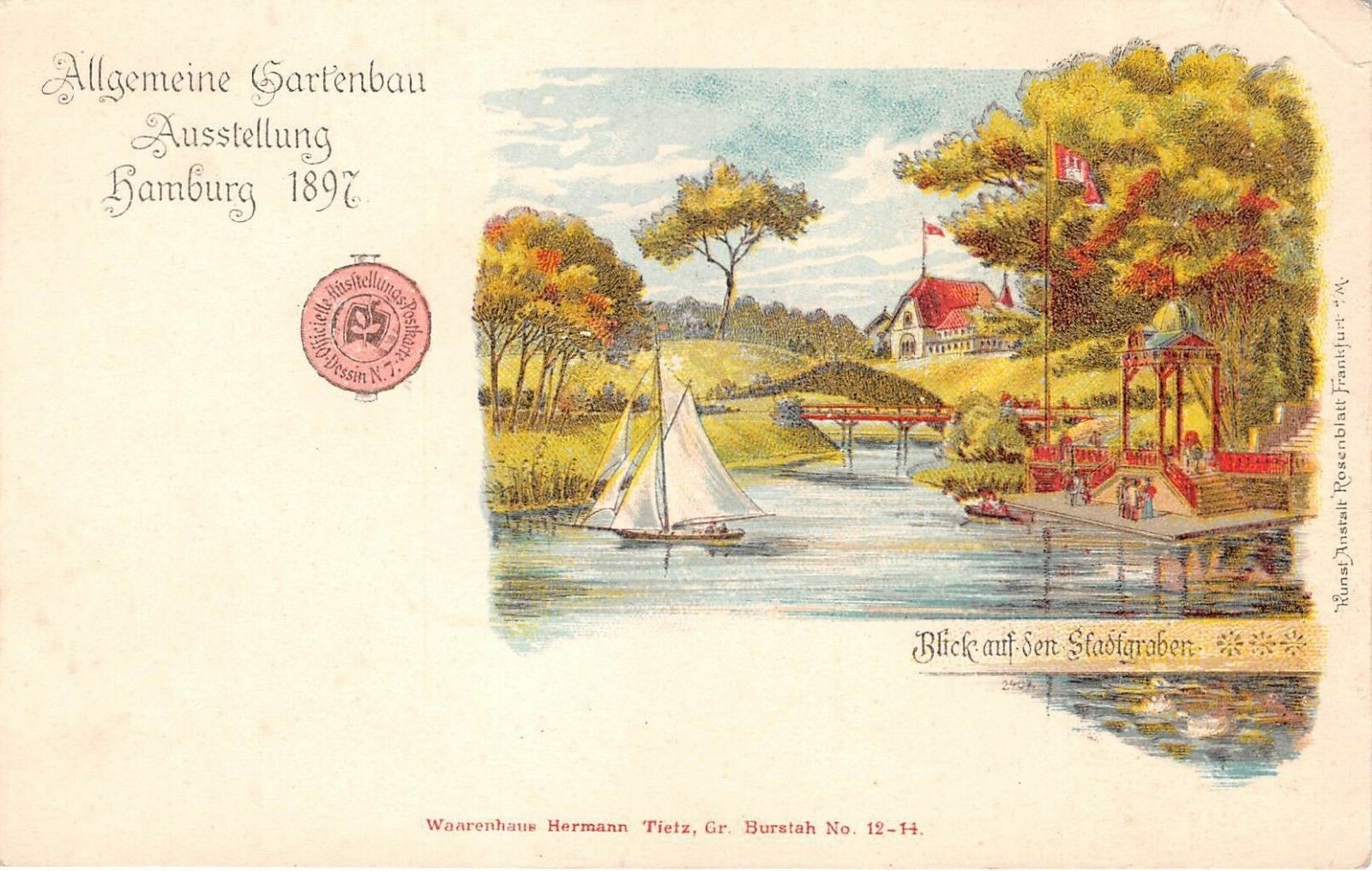 1897 Hamburg Germany Allgemeine Gartenbau Ausstellung Blick den Stadtgraben 2407