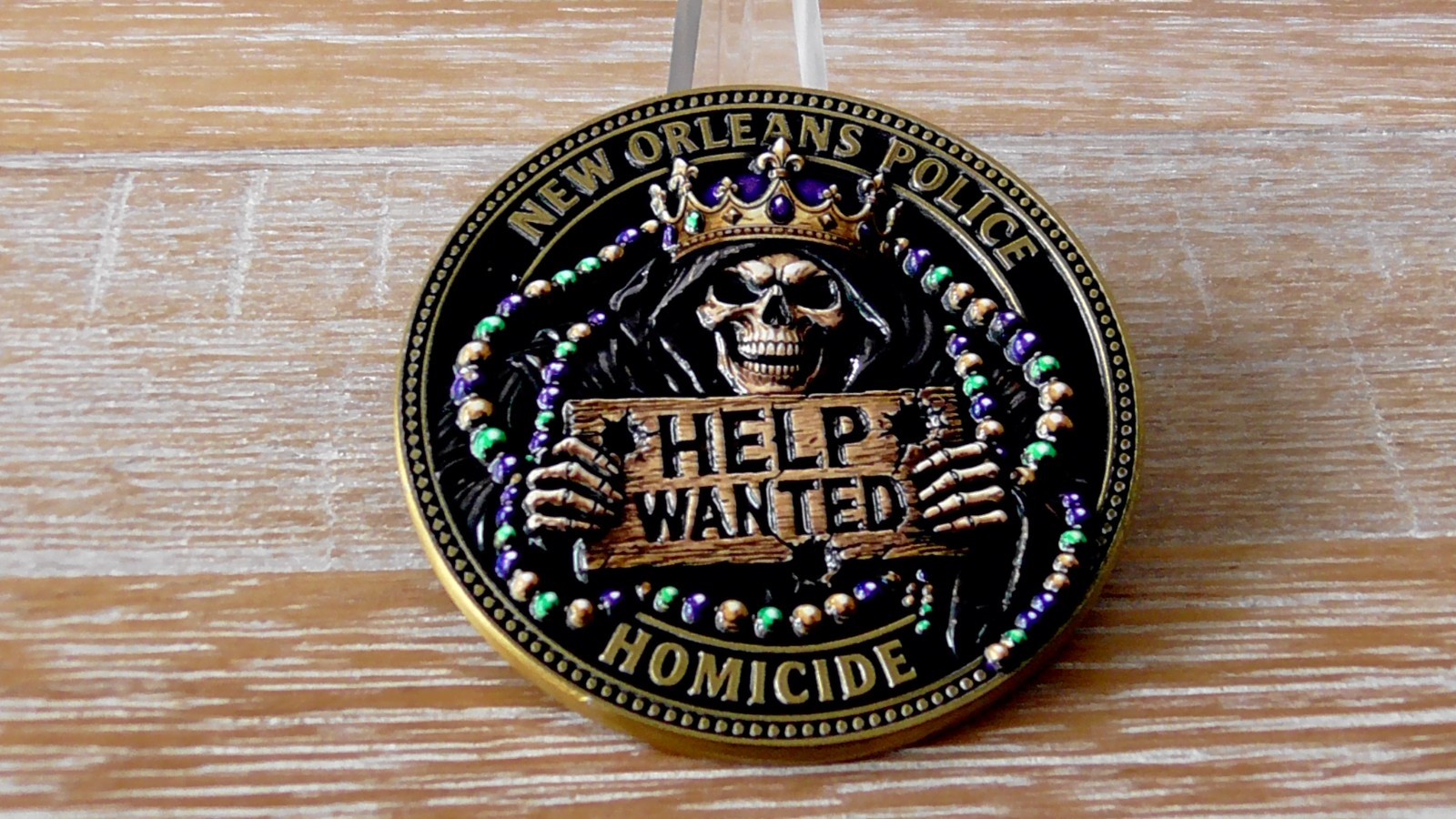 NOLA New Orleans Police Dept Homicide Unit Help Wanted Reaper Challenge Coin NOLA New Orleans Police Dept Homicide Unit Help Wanted Reaper Challenge Coin