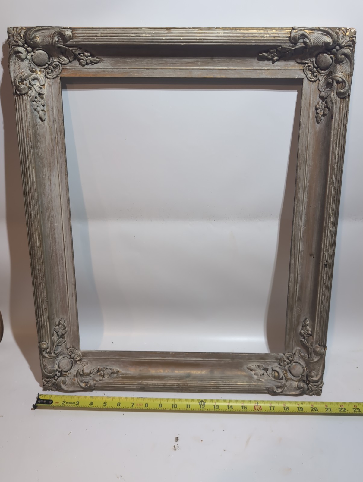 Antique Ornate Wood Gesso Picture Frame Baroque French Rococo Gold Gilt 21x25