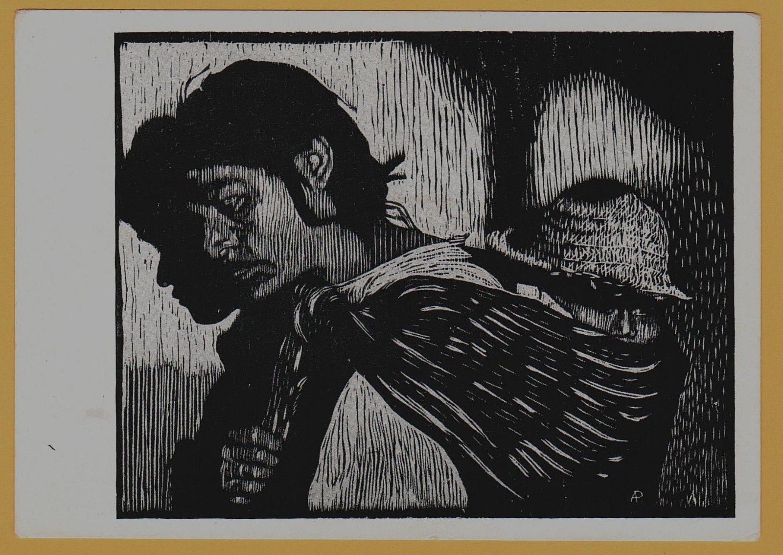 1961 Cuba Mother & Child Cuban Revolution Woodcut Art Cold War USSR Postcard