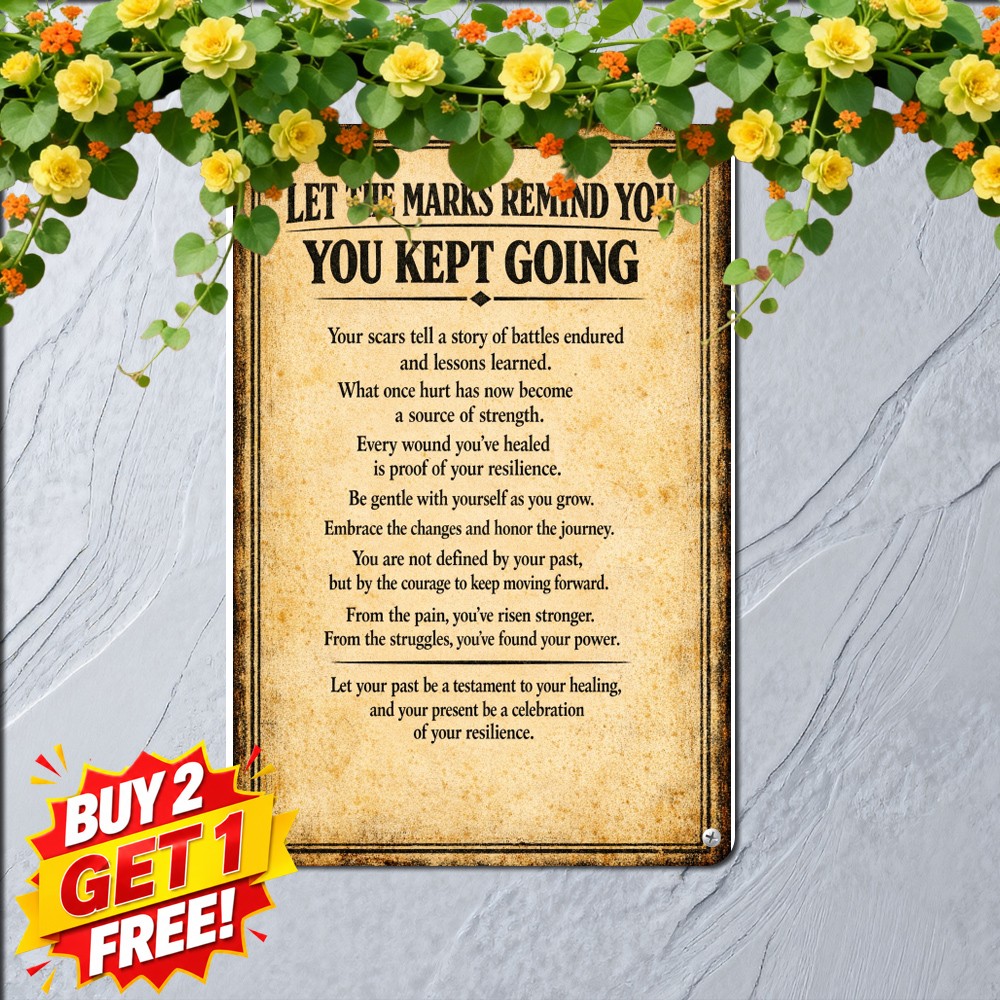 Never Ashamed Of Scars Life Quote Tin Sign Vintage Rustic Metal Plaque 8x12 Inch