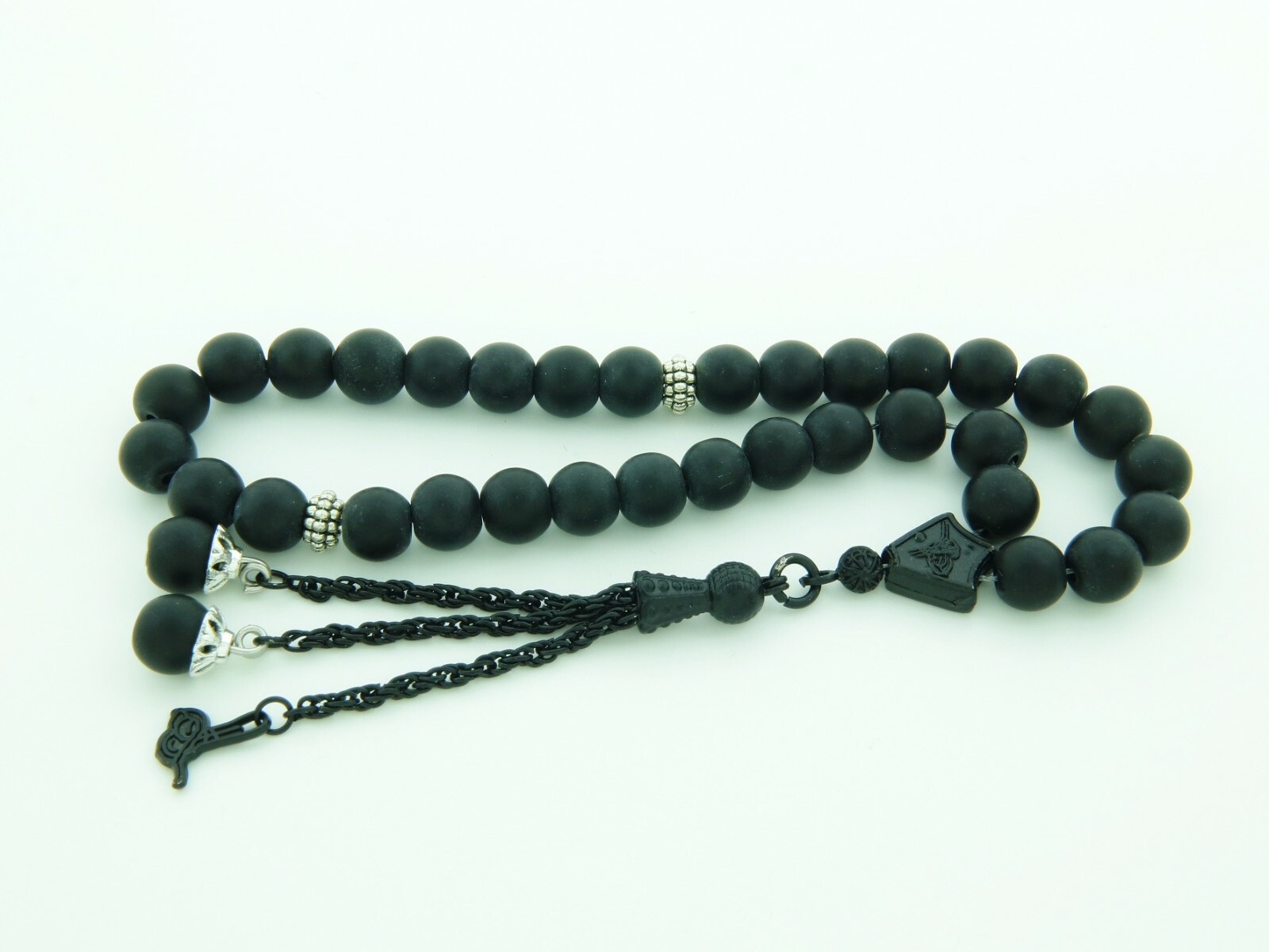 Dull mat Onyx Stone 33 bead Islamic Prayer Bead Misbaha Tesbih Turkey 123021
