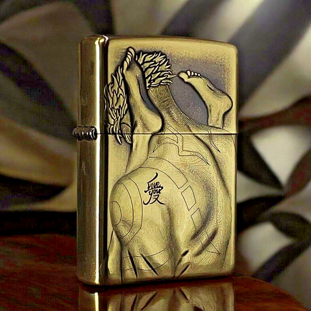 Luxury Brass Zippo Lighter with 3D Engraving - Artistic Body Design Luxury Brass Zippo Lighter with 3D Engraving - Artistic Body Design