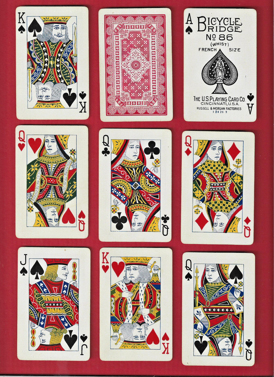 Rare 1922-25 BICYCLE Bridge #86 Whist PLAYING CARDS w/ DOILY Back Design 52 NJ Rare 1922-25 BICYCLE Bridge #86 Whist PLAYING CARDS w/ DOILY Back Design 52 NJ