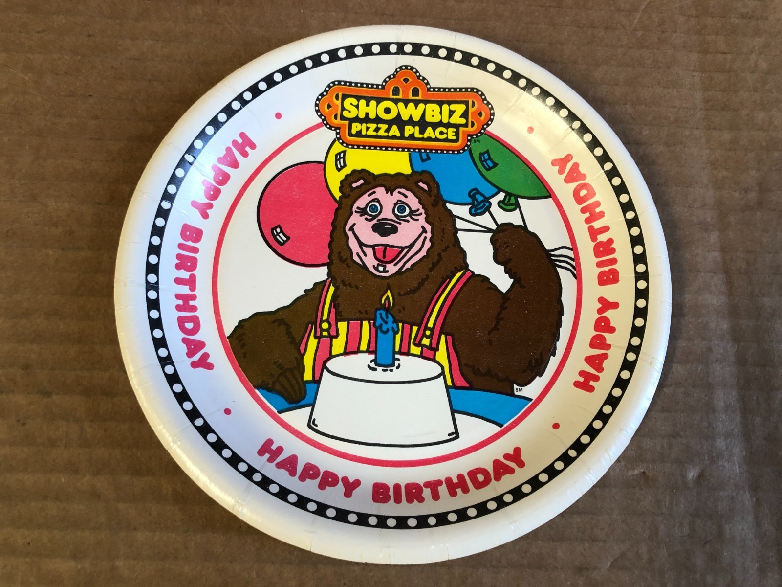 Showbiz Pizza Place BILLY BOB Cake Plate 7” Paper. Rare Find Vintage. 1980’s Showbiz Pizza Place BILLY BOB Cake Plate 7” Paper. Rare Find Vintage. 1980’s