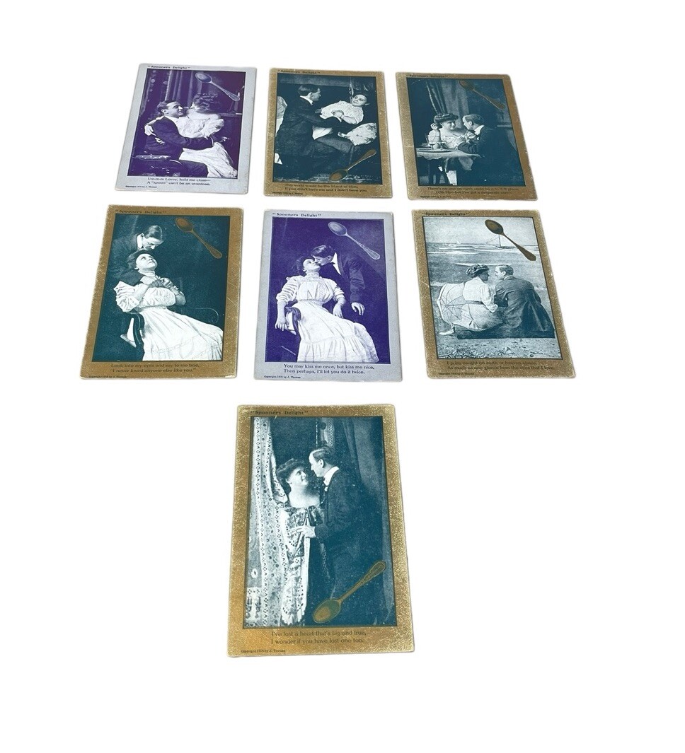 Vintage 1908 Lot of 7 Valentines Spooners Delight Humor Love Romance Postcards Vintage 1908 Lot of 7 Valentines Spooners Delight Humor Love Romance Postcards