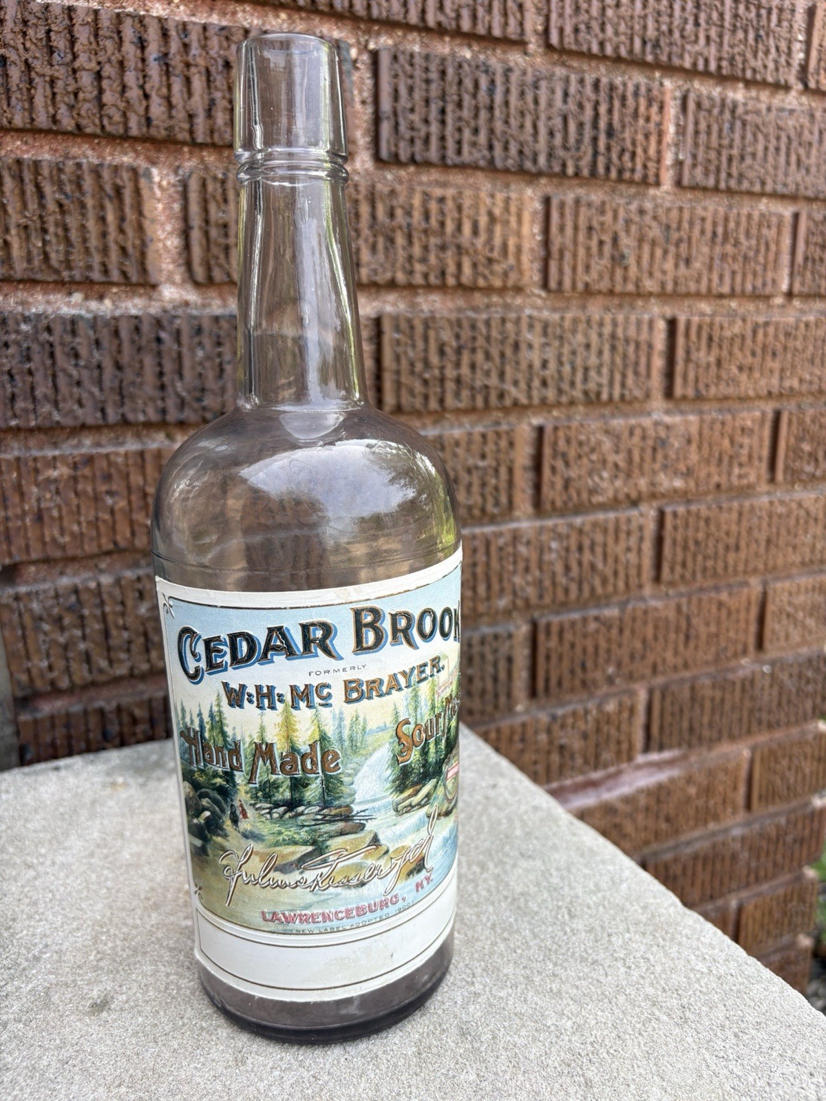 Rare Pre-Prohibition Cedar Brook Whiskey Bottle 1 Quart Grade 8-10
