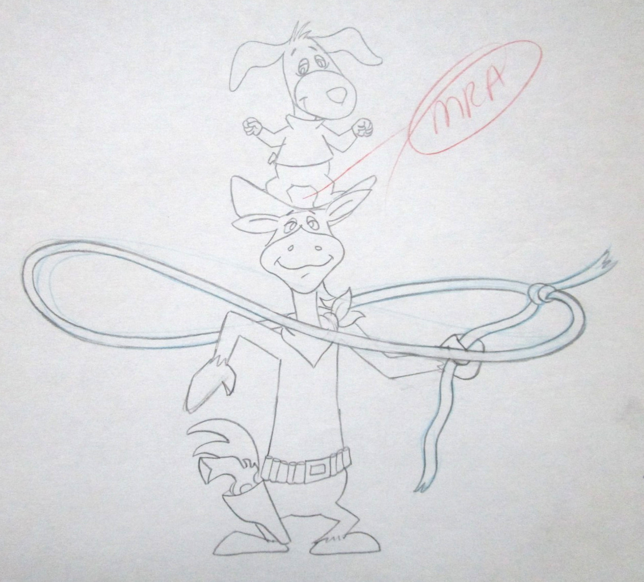 1987 QUICKDRAW MCGRAW AUGIE DOGGIE ORIGINAL PRODUCTION cel DRAWING cowboy horse 1987 QUICKDRAW MCGRAW AUGIE DOGGIE ORIGINAL PRODUCTION cel DRAWING cowboy horse