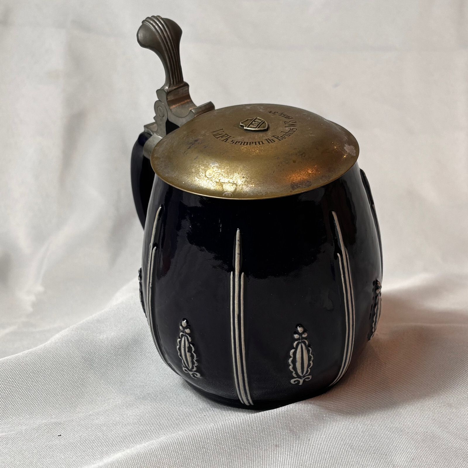 Art Deco Gerzit Gerz Beer Stein 1/2L Pewter & Stoneware German Drinking Vessle Art Deco Gerzit Gerz Beer Stein 1/2L Pewter & Stoneware German Drinking Vessle