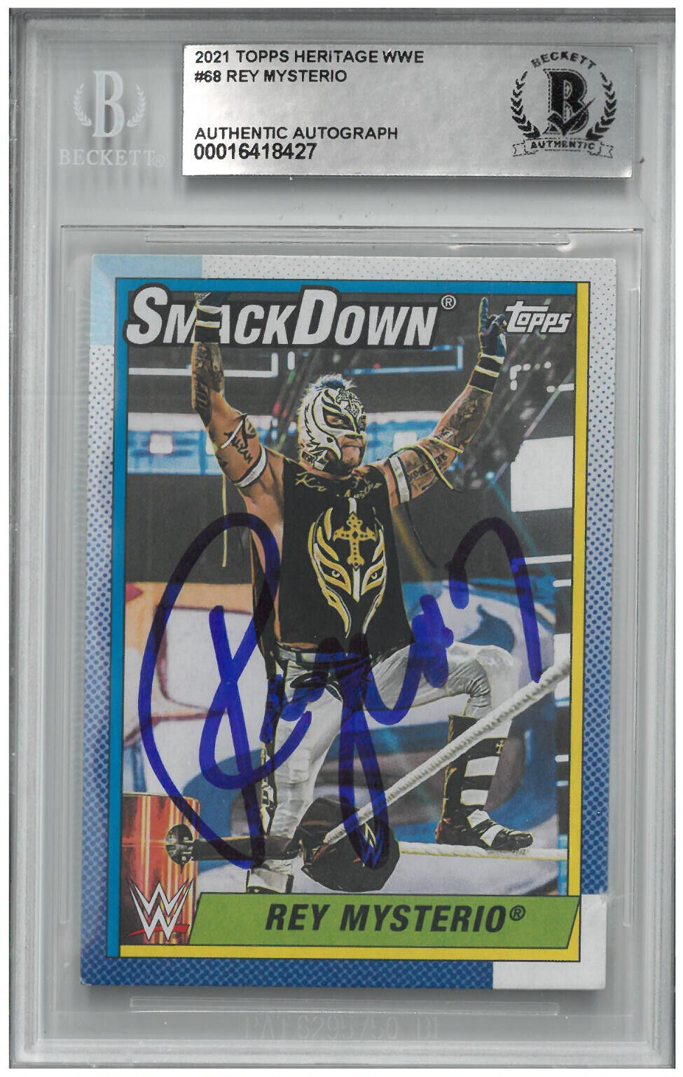 Rey Mysterio Signed Autograph Slabbed WWE 2021 Topps Heritage Card BAS Beckett