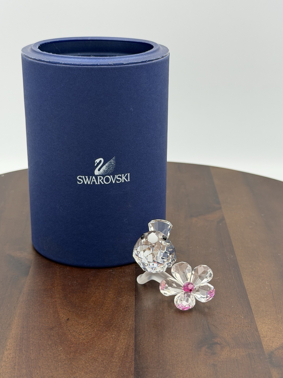 Swarovski Crystal Baby Bird on a Frosted Branch w/ Flower Figurine Mint