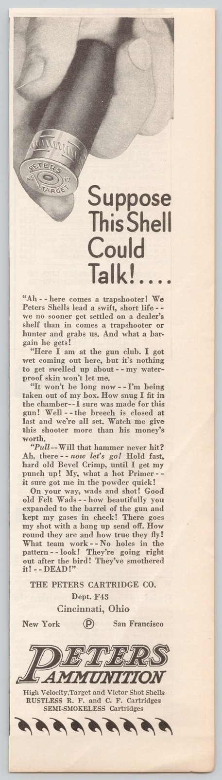 Peters Ammunition Target Shot Shell Rustless Trap 1928 Vintage Print Ad