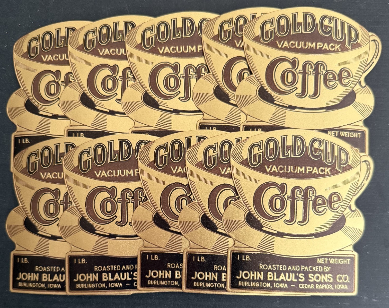 Vintage Lot of 10 Original Metallic Advertising Labels \
