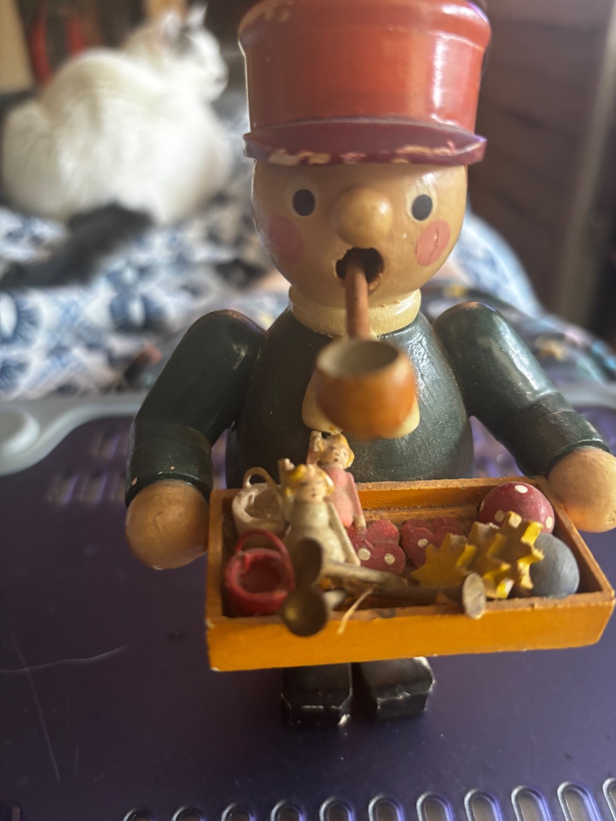 Vintage Wooden Smoker Incense Burner Erzgebirgische Volkskunst Toy Seller 5.75\ Vintage Wooden Smoker Incense Burner Erzgebirgische Volkskunst Toy Seller 5.75\