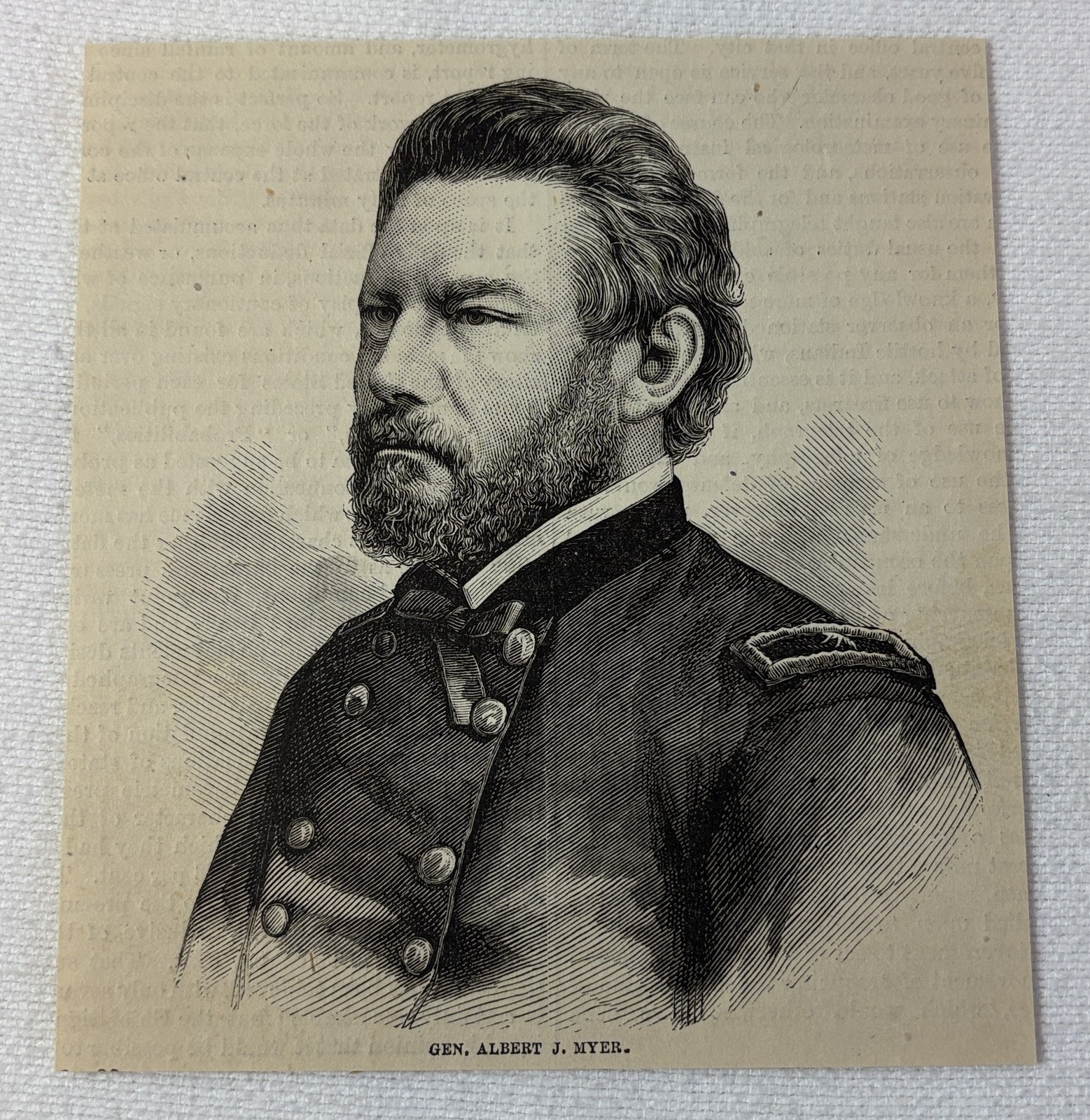 1878 magazine engraving ~ GENERAL ALBERT J MYER ~ US Army Signal Corps 1878 magazine engraving ~ GENERAL ALBERT J MYER ~ US Army Signal Corps