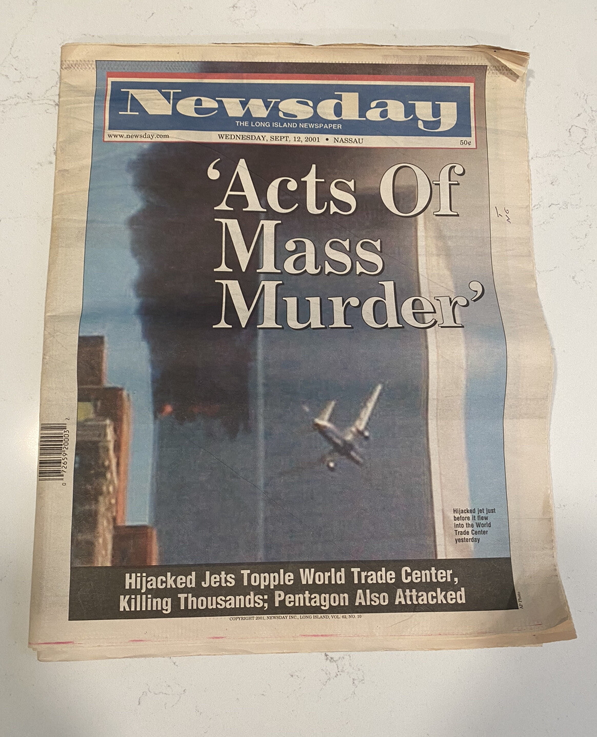 Newsday 911 cover story 9/12/2001 Newsday 911 cover story 9/12/2001