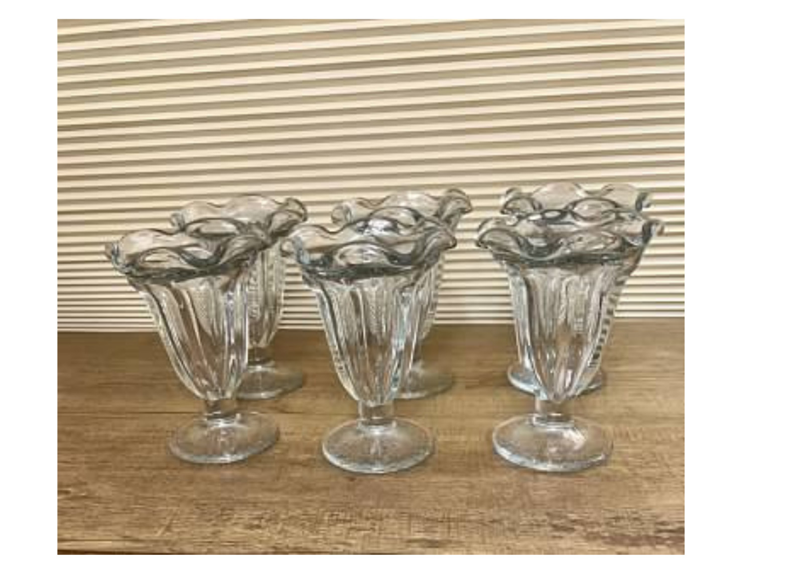 Vintage Clear Glass Soda Fountain Ice Cream Soda Tulip Glasses Set of 6