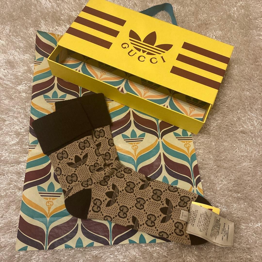 Adidas x Gucci GG Trefoil Cotton Socks Limited Edition with Box Packaging