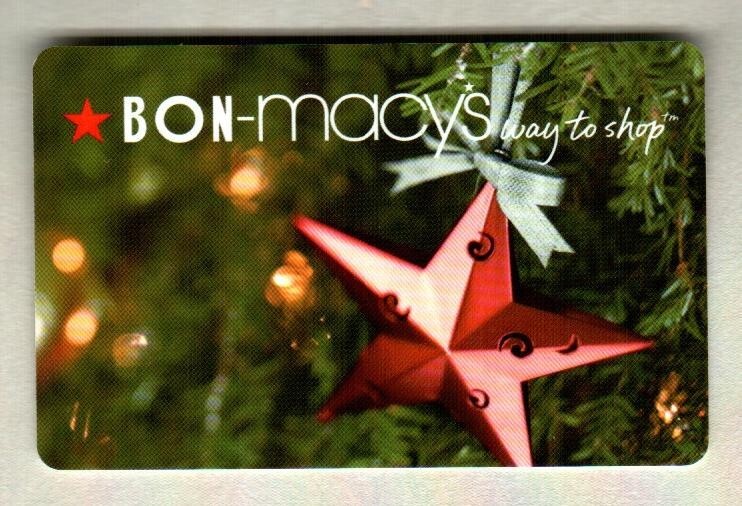 BON-MACY'S Red Star Christmas Tree Ornament 2004 Gift Card ( $0 ) RARE