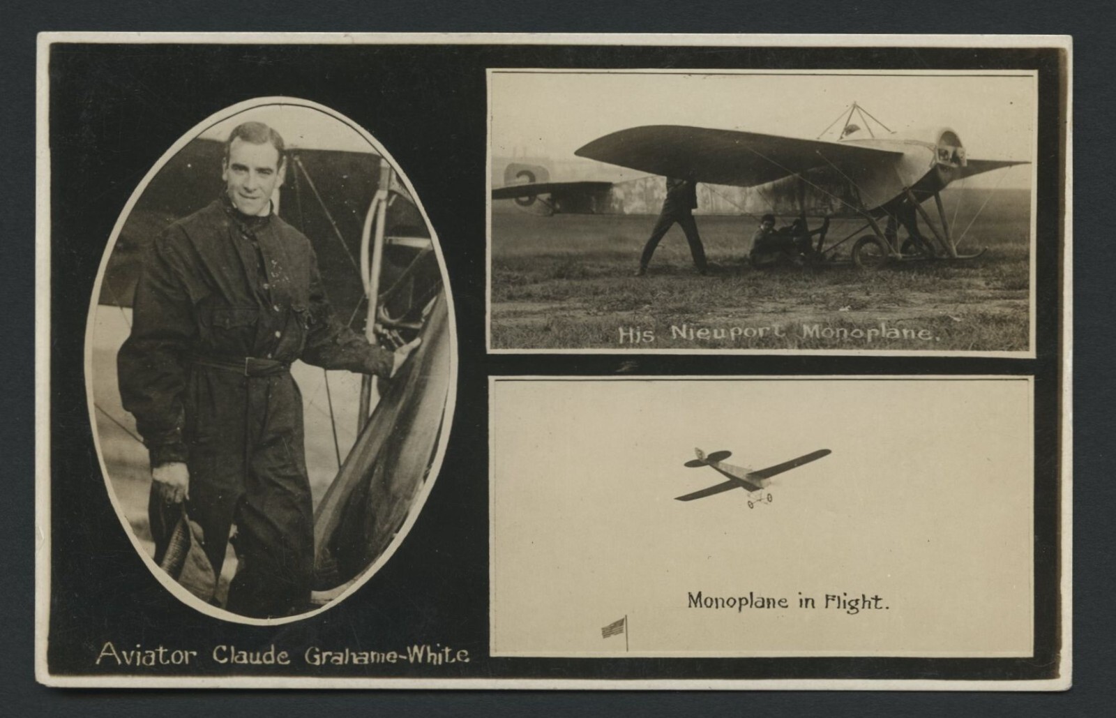 c 1915 Claude Grahame-White Aviation Pioneer monoplane Photo Postcard England c 1915 Claude Grahame-White Aviation Pioneer monoplane Photo Postcard England
