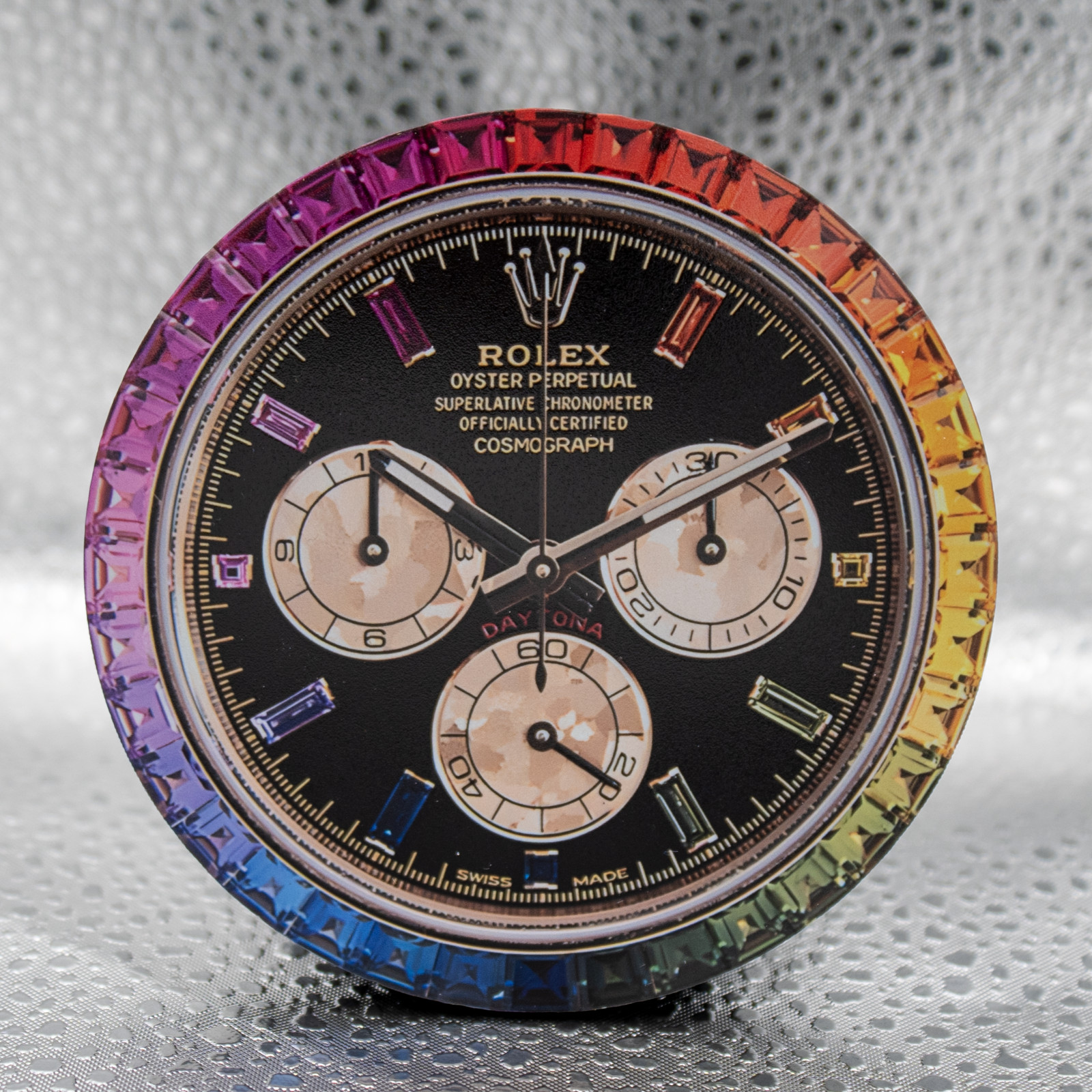 ROLEX Daytona Rainbow Gem Luxury Watch Coaster Acrylic Drink Bar Desk Decor Gift ROLEX Daytona Rainbow Gem Luxury Watch Coaster Acrylic Drink Bar Desk Decor Gift
