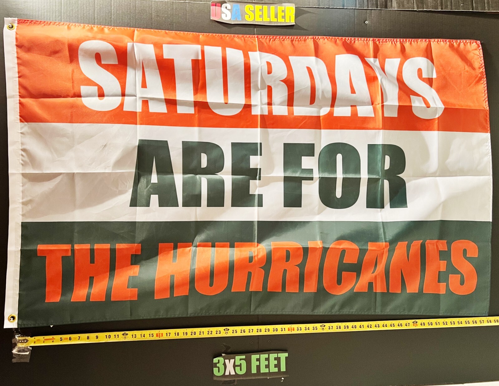 Football Flag Miami Hurricanes NFL NCAA Beer Cave USA Sign 3x5' Football Flag Miami Hurricanes NFL NCAA Beer Cave USA Sign 3x5'