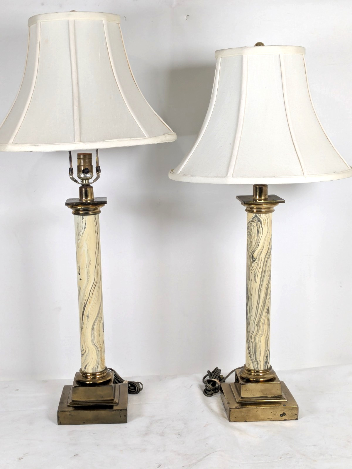 Pair Vintage Paul Hanson Marble Neoclassical Column Lamps Hollywood Regency Pair Vintage Paul Hanson Marble Neoclassical Column Lamps Hollywood Regency