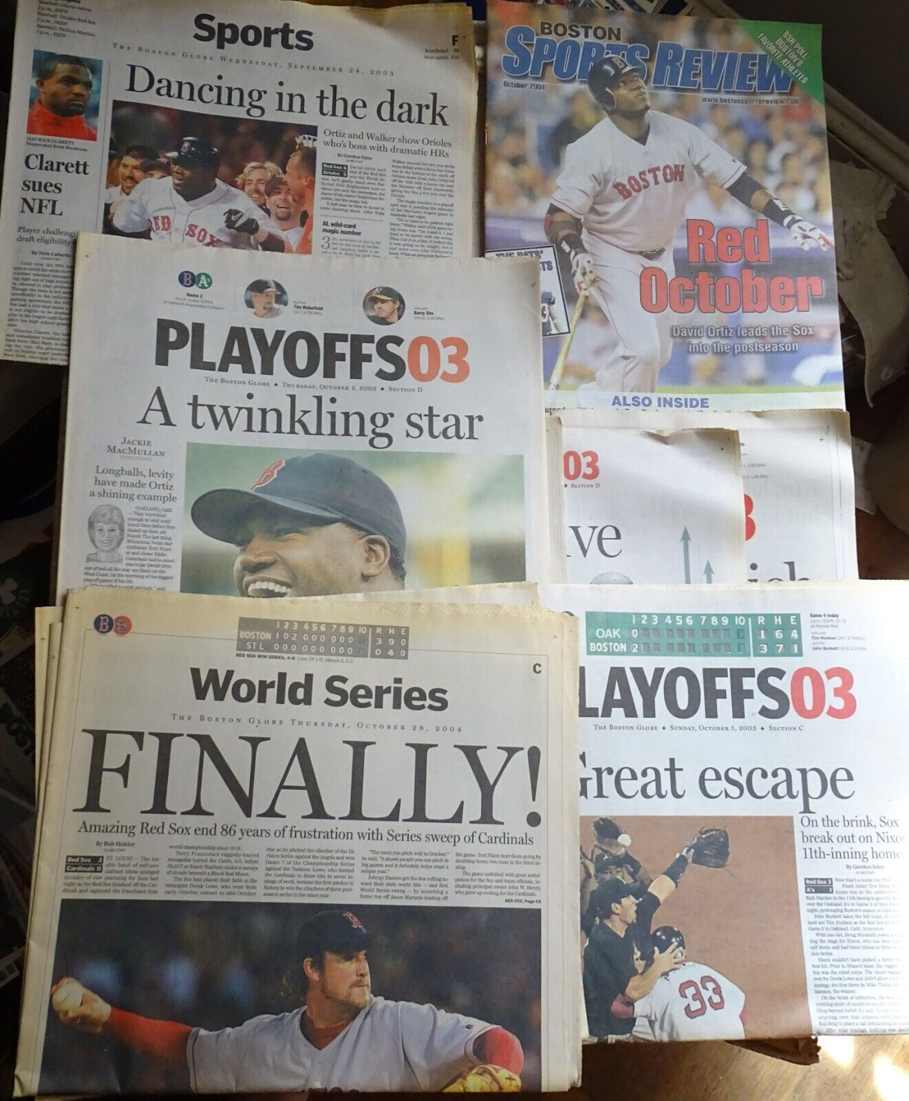 Boston Red Sox Newspapers 2003/2004 David Ortiz, World Series, Playoffs
