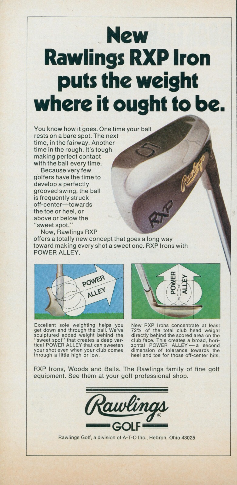 1979 Rawlings Golf RXP Iron Weight Where It Ought To Be Vtg Print Ad SI14 1979 Rawlings Golf RXP Iron Weight Where It Ought To Be Vtg Print Ad SI14