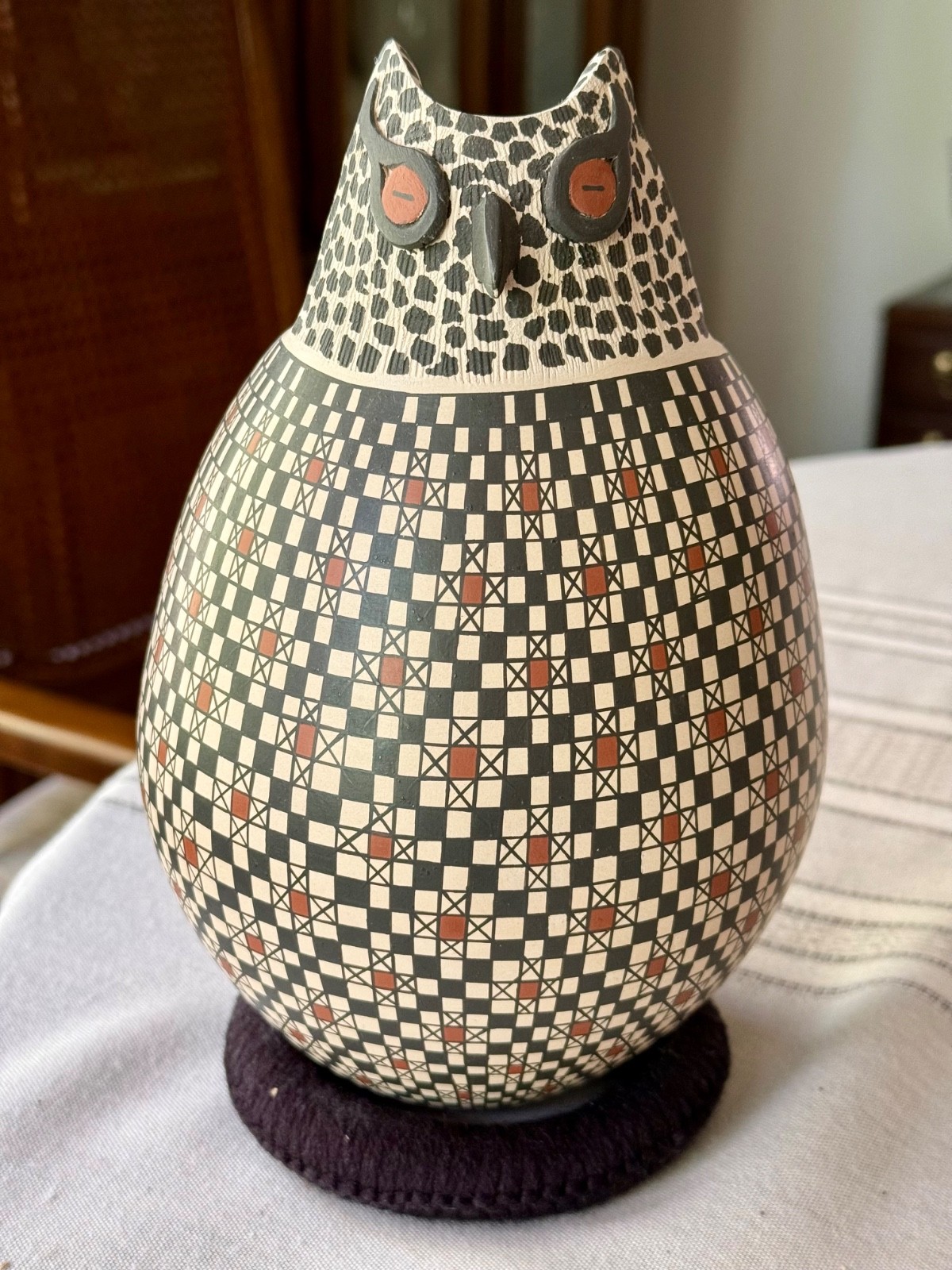 Vintage Mata Ortiz Pottery Owl Effigy Signed by Cristina Acosta Vintage Mata Ortiz Pottery Owl Effigy Signed by Cristina Acosta