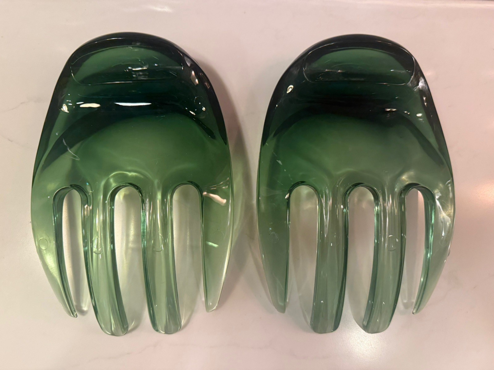 Vintage Green Lucite Salad Hands Tongs Set of 2 MCM Retro Acrylic Servers Vintage Green Lucite Salad Hands Tongs Set of 2 MCM Retro Acrylic Servers