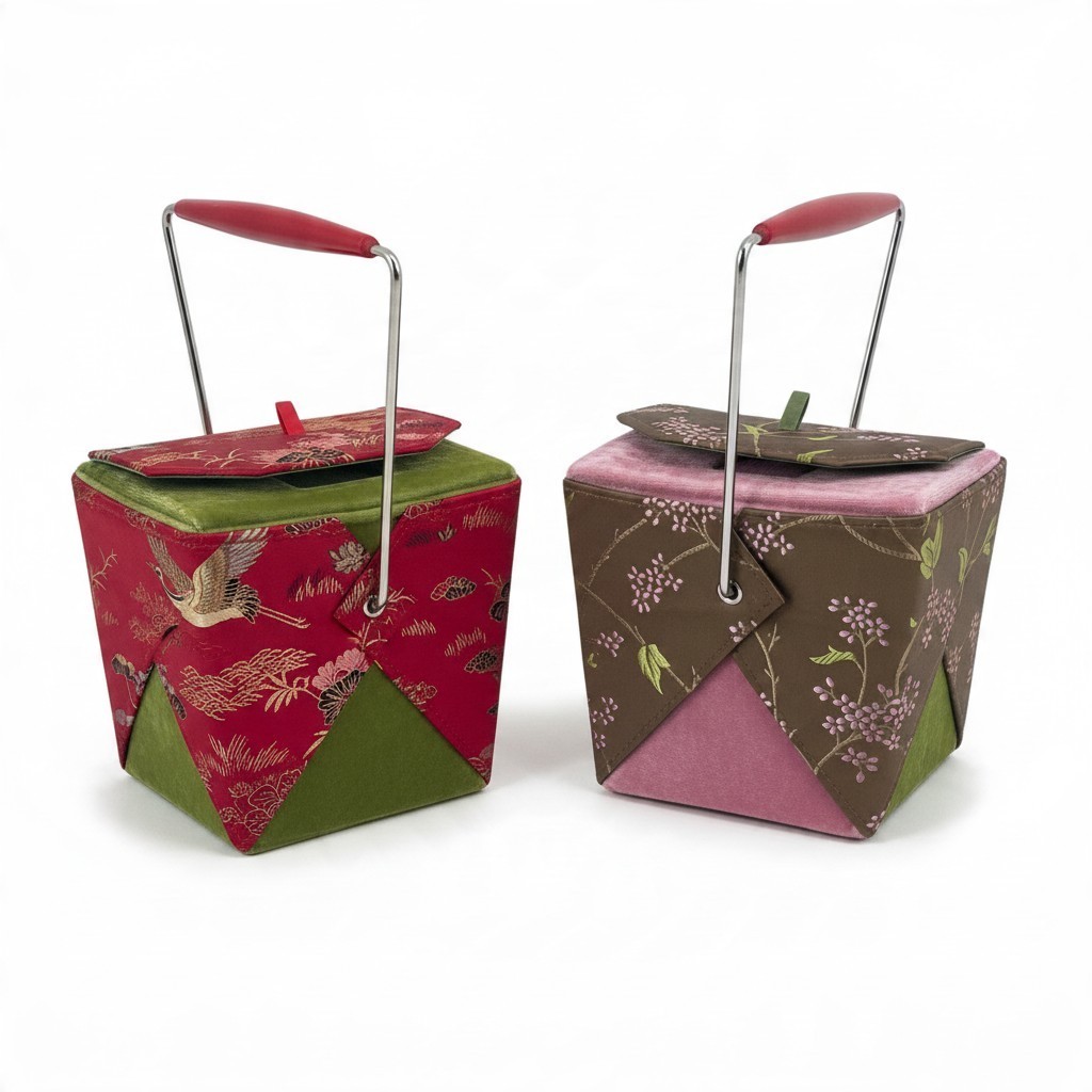 Yans NY Set of 2 Asian Brocade Fabric Handbags Velvet Lined Mini Purses